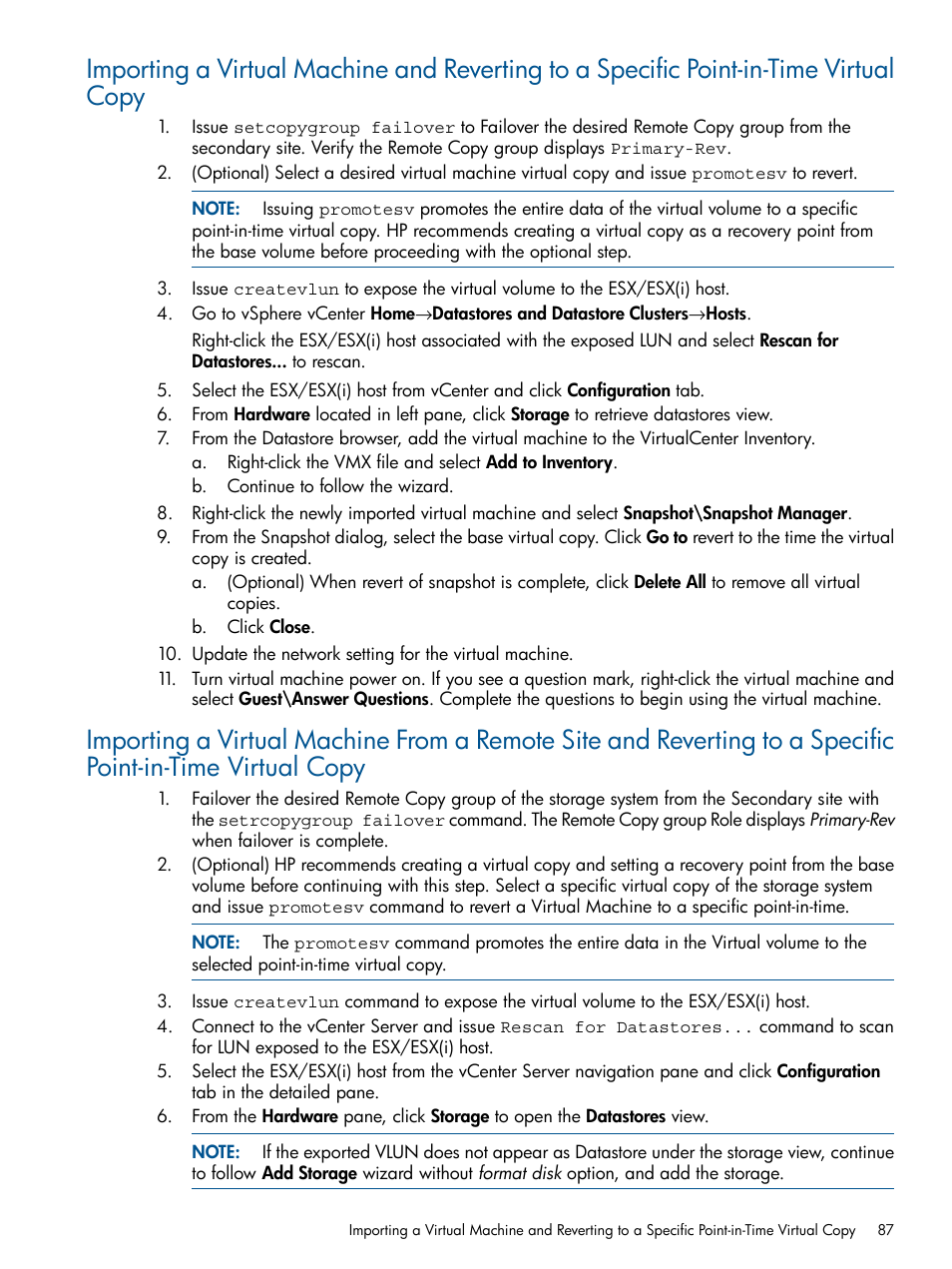 HP 3PAR Application Software Suite for VMware User Manual | Page 87 / 104