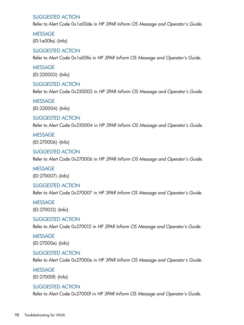 HP 3PAR Application Software Suite for VMware User Manual | Page 98 / 104
