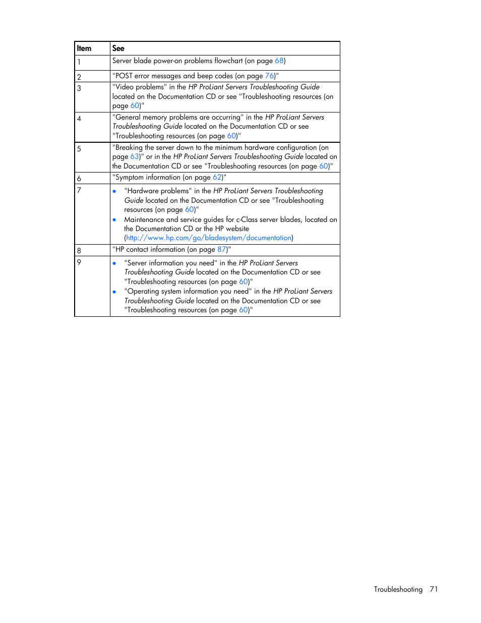 HP ProLiant BL490c G7 Server-Blade User Manual | Page 71 / 94