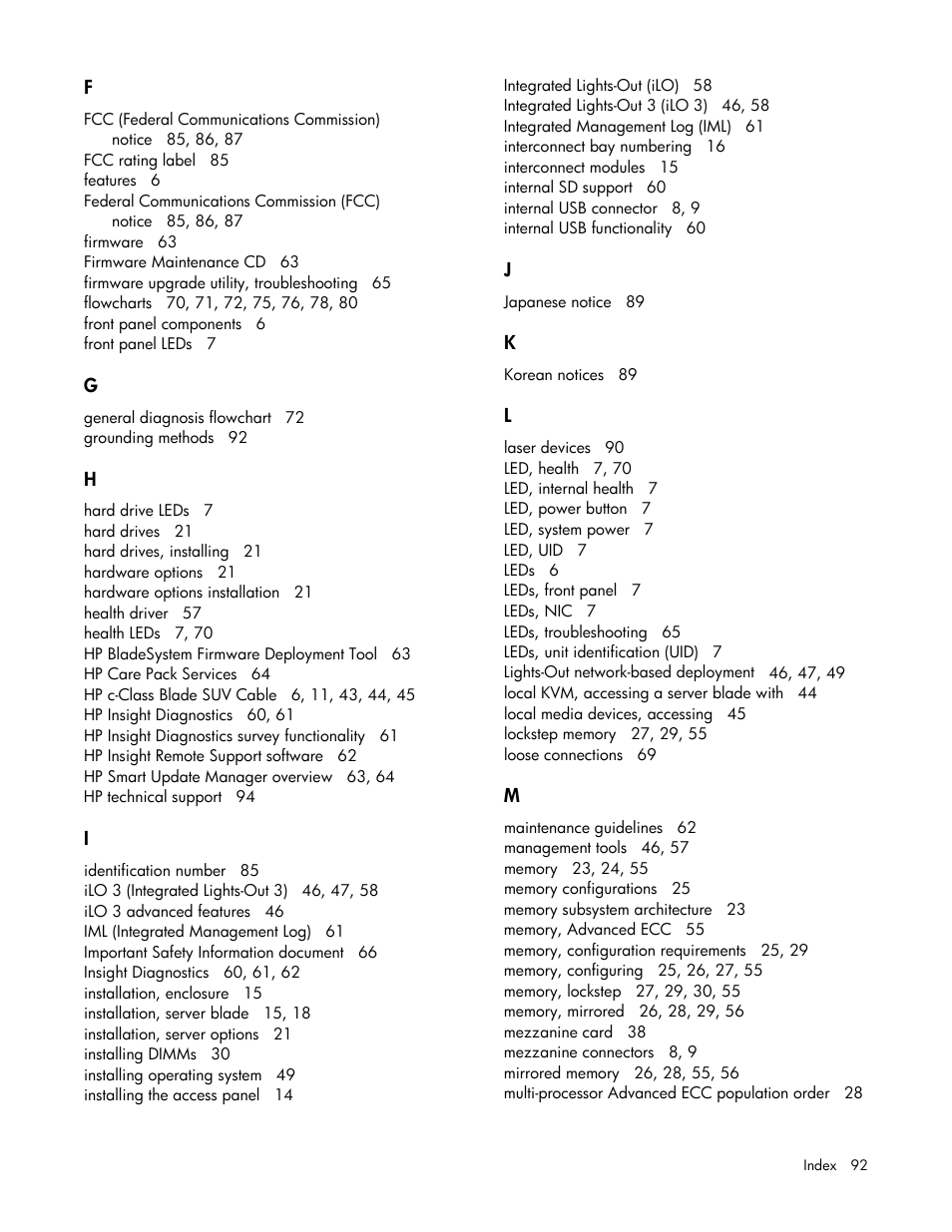 HP ProLiant BL490c G7 Server-Blade User Manual | Page 92 / 94