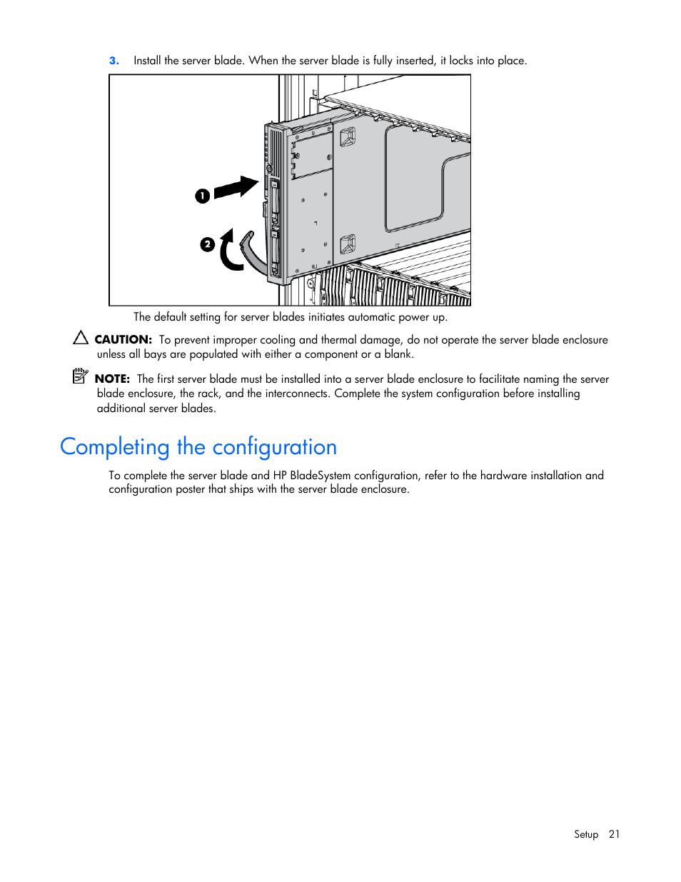 Completing the configuration | HP ProLiant BL25p G2 Server-Blade User Manual | Page 21 / 99