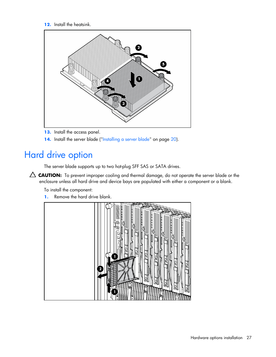 Hard drive option | HP ProLiant BL25p G2 Server-Blade User Manual | Page 27 / 99