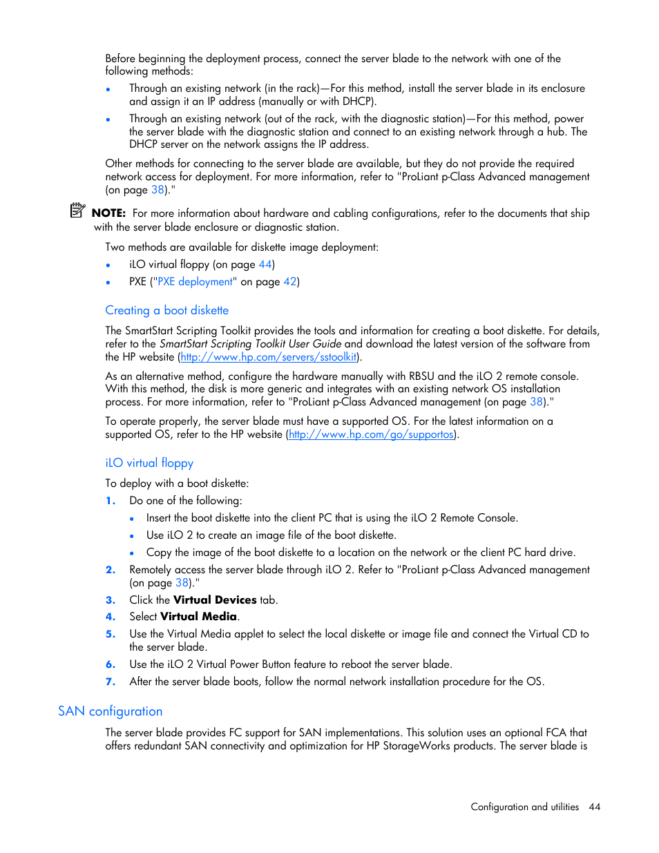 San configuration | HP ProLiant BL25p G2 Server-Blade User Manual | Page 44 / 99