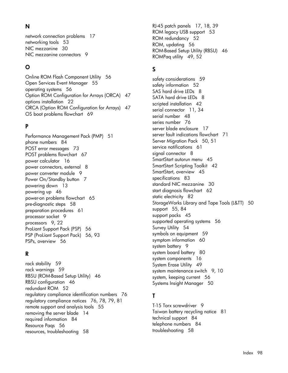 HP ProLiant BL25p G2 Server-Blade User Manual | Page 98 / 99