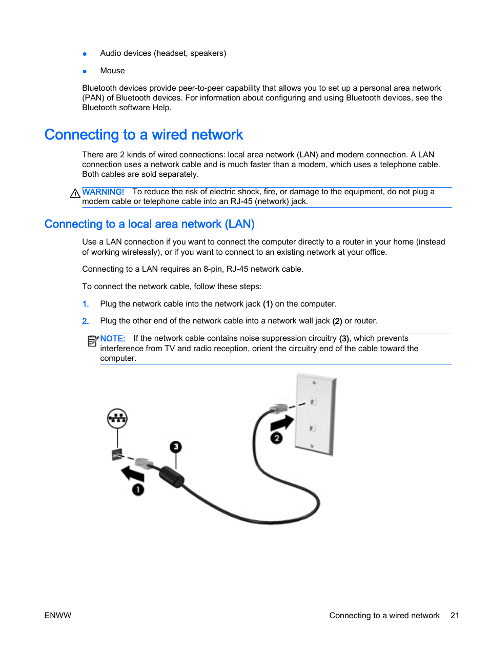 Connecting to a wired network, Connecting to a local area network (lan) | HP EliteBook Revolve 810 G2 Tablet User Manual | Page 31 / 116