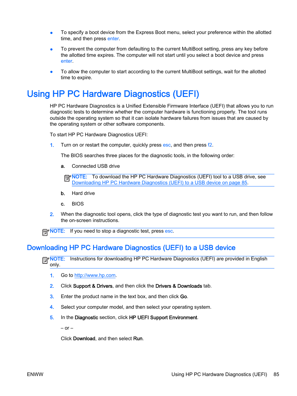Using hp pc hardware diagnostics (uefi) | HP EliteBook Revolve 810 G2 Tablet User Manual | Page 95 / 116