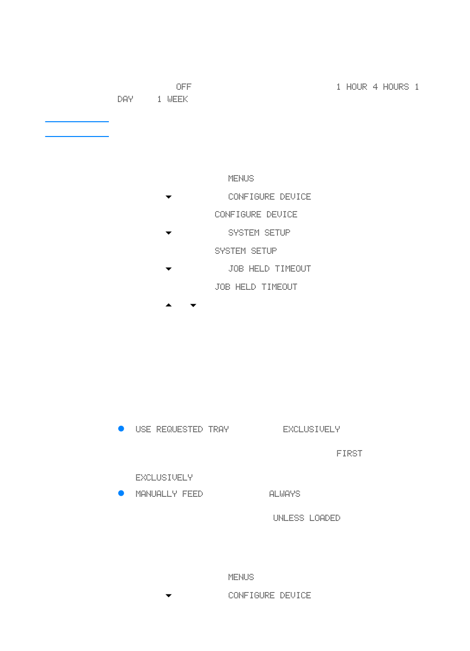 Job held timeout | HP Color LaserJet 4600 Printer series User Manual | Page 47 / 244