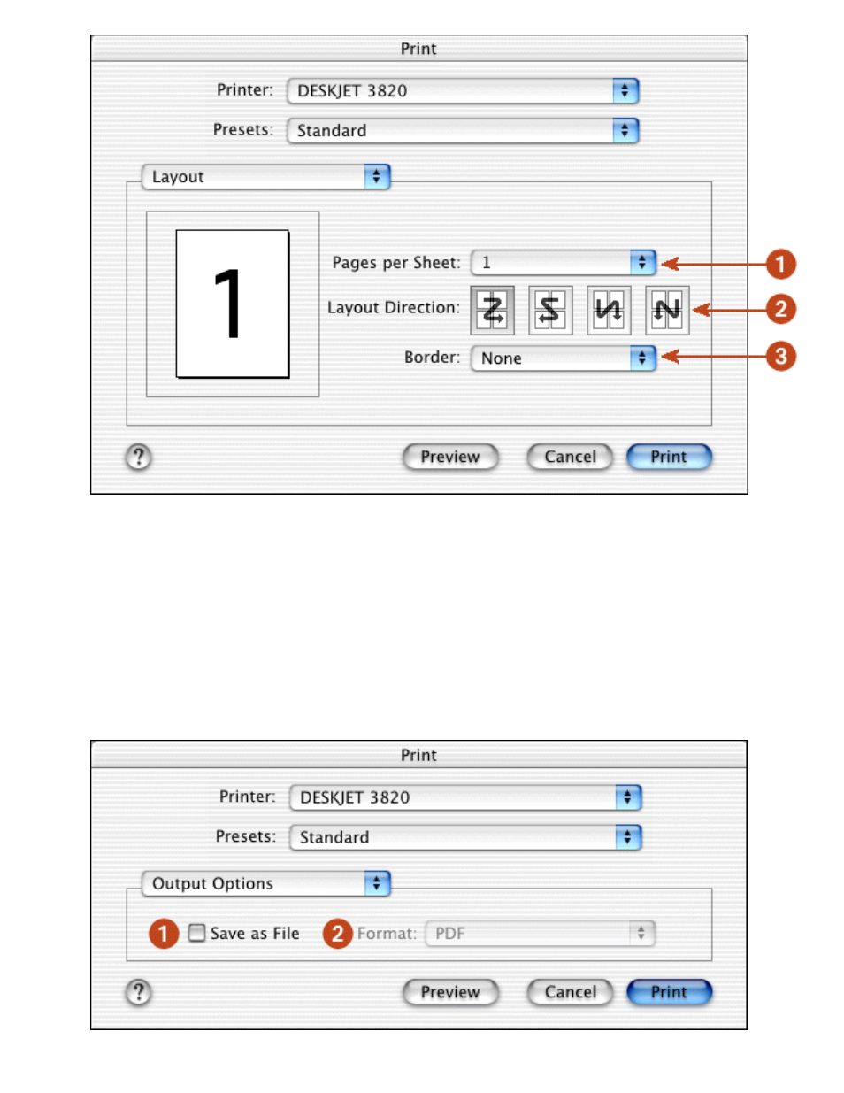 Output options | HP Deskjet 3820 Color Inkjet Printer User Manual | Page 36 / 126