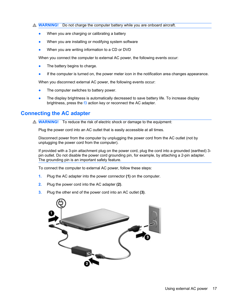 Connecting the ac adapter | HP Mini 2102 User Manual | Page 25 / 87