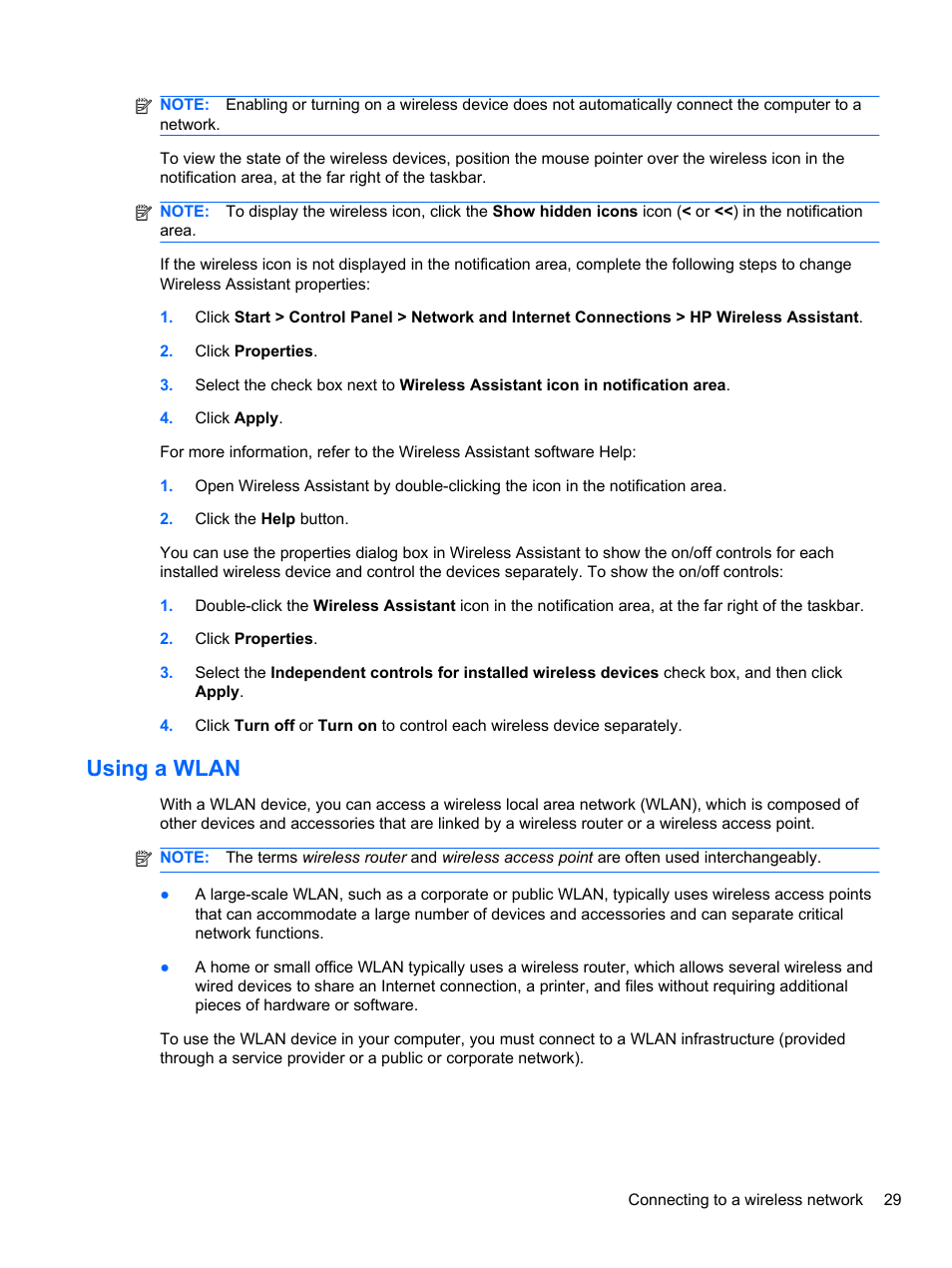 Using a wlan | HP Mini 2102 User Manual | Page 37 / 87