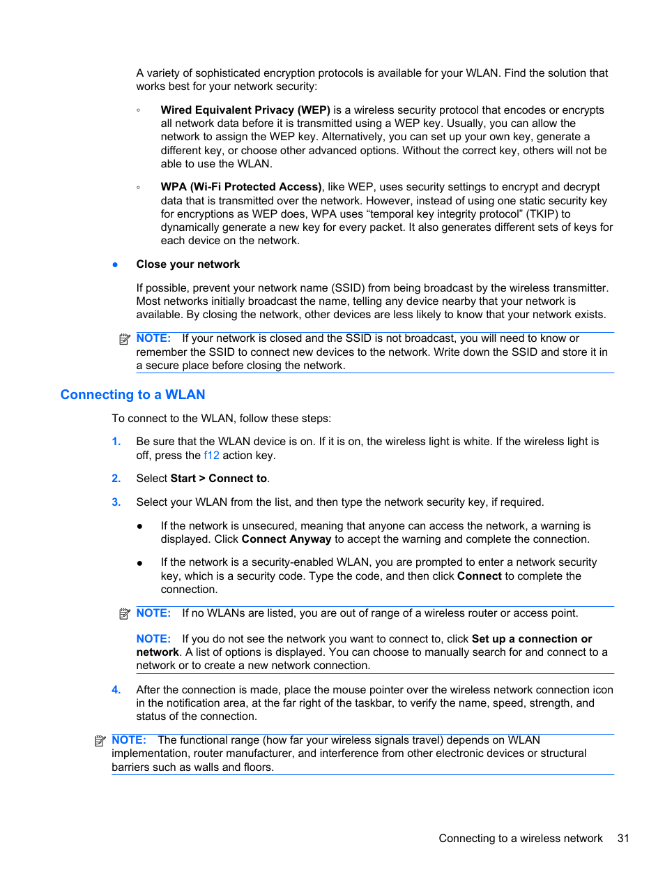 Connecting to a wlan | HP Mini 2102 User Manual | Page 39 / 87