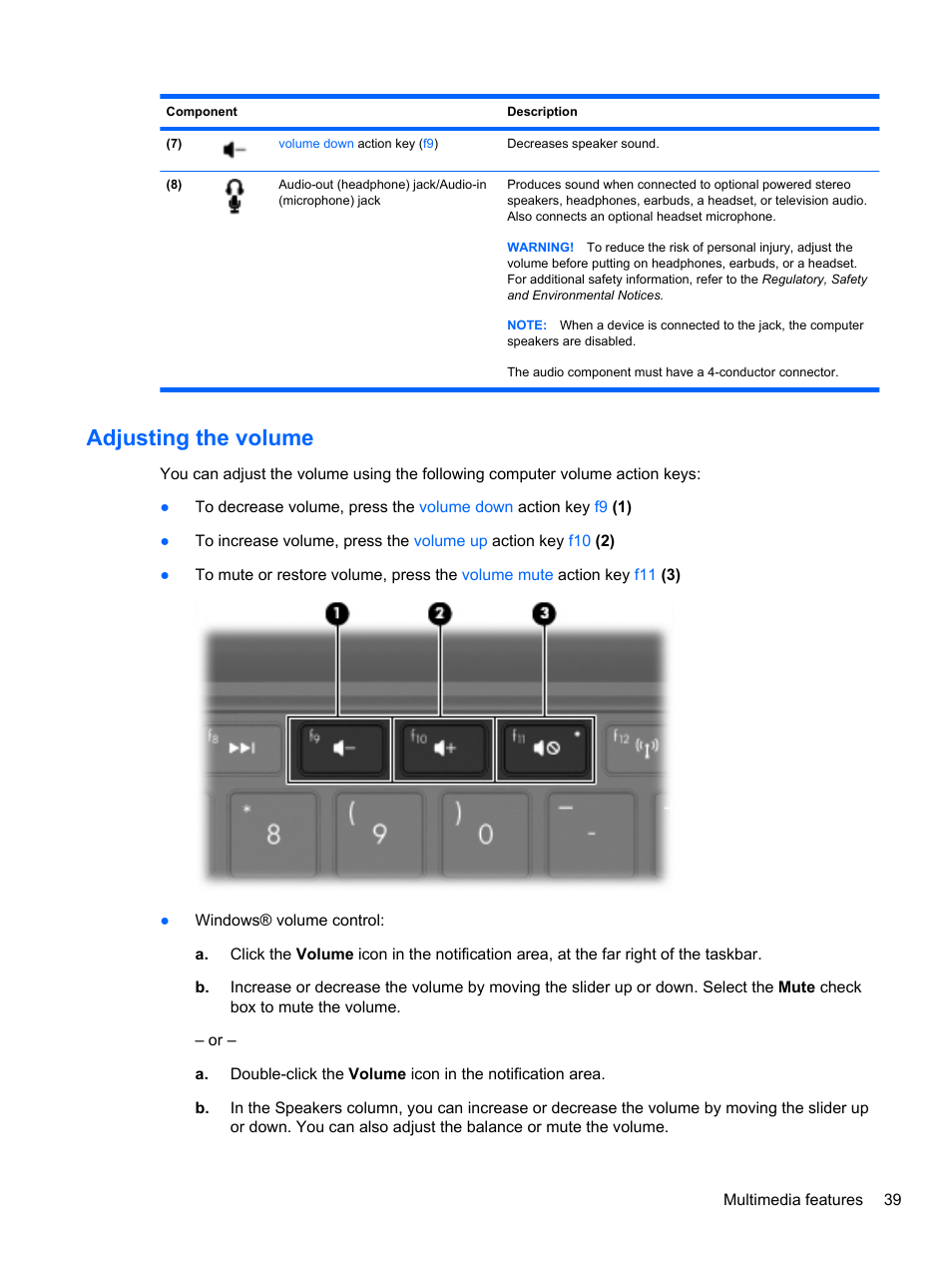Adjusting the volume | HP Mini 2102 User Manual | Page 47 / 87