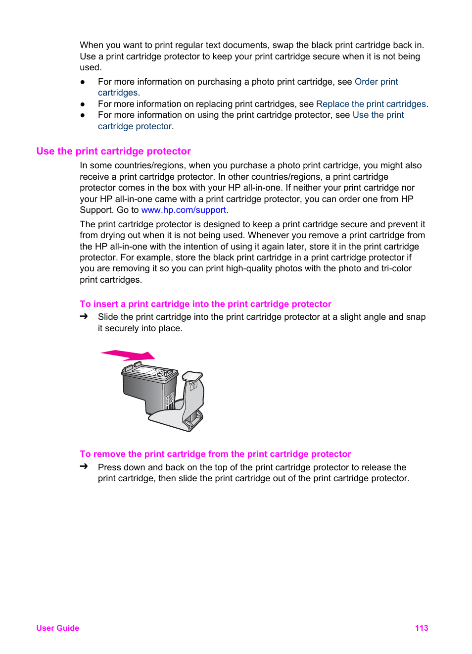 Use the print cartridge protector | HP Officejet 6210v All-in-One Printer User Manual | Page 116 / 177