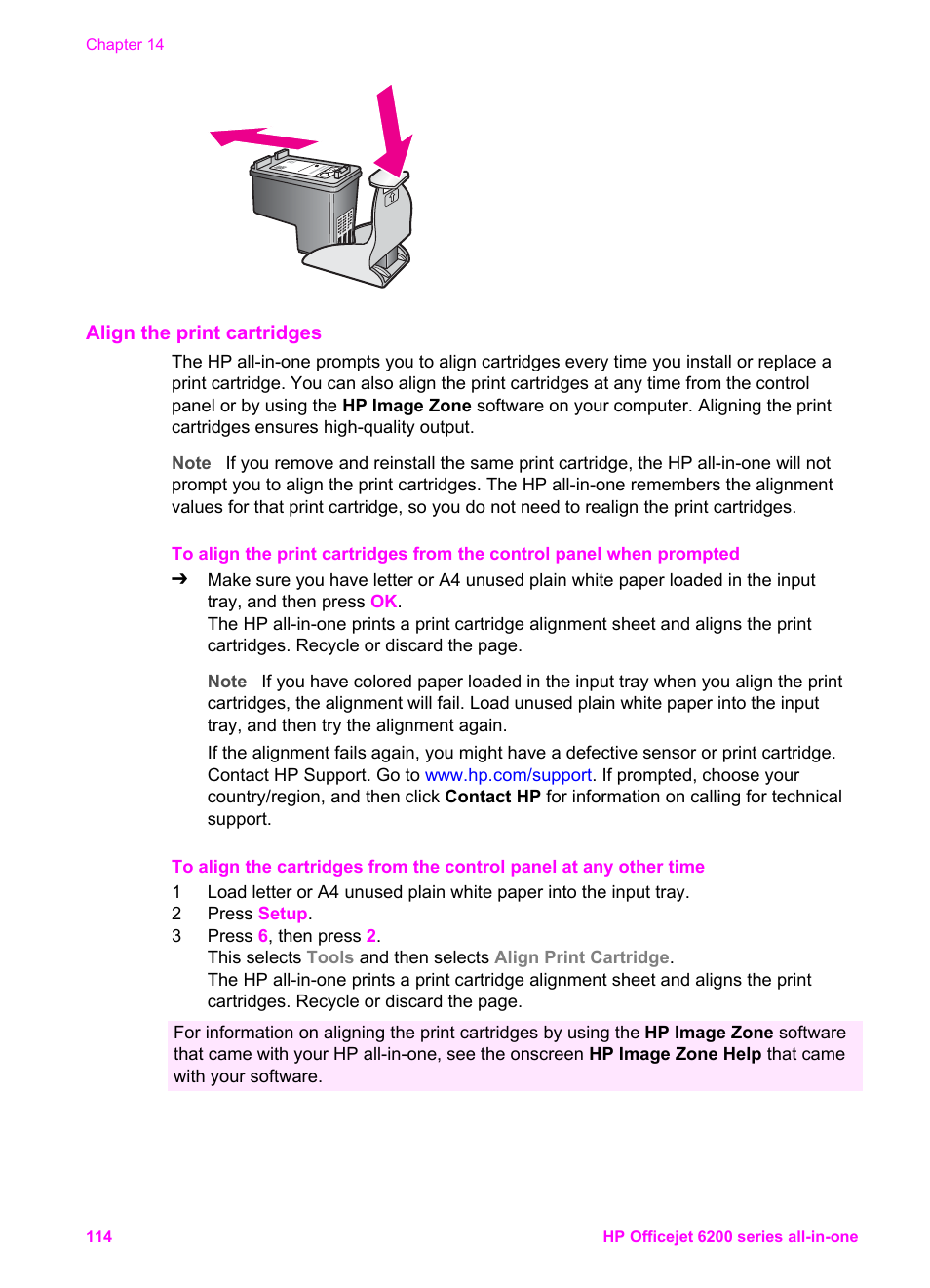 Align the print cartridges | HP Officejet 6210v All-in-One Printer User Manual | Page 117 / 177
