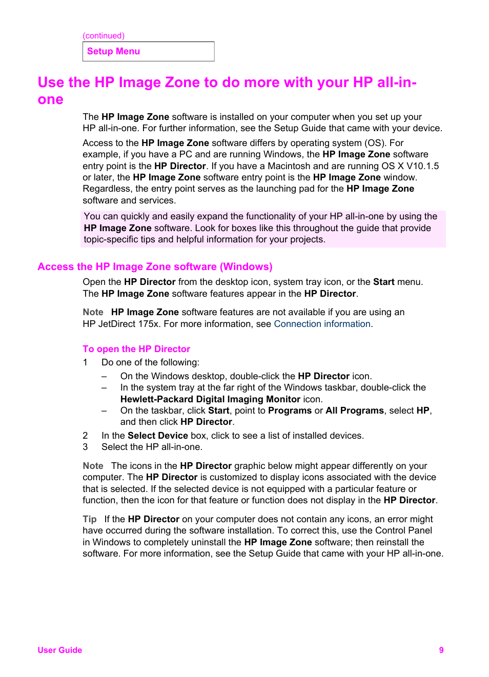 Access the hp image zone software (windows) | HP Officejet 6210v All-in-One Printer User Manual | Page 12 / 177