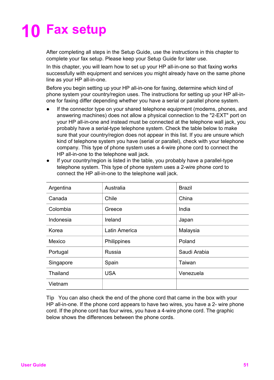 Fax setup, 10 fax setup | HP Officejet 6210v All-in-One Printer User Manual | Page 54 / 177