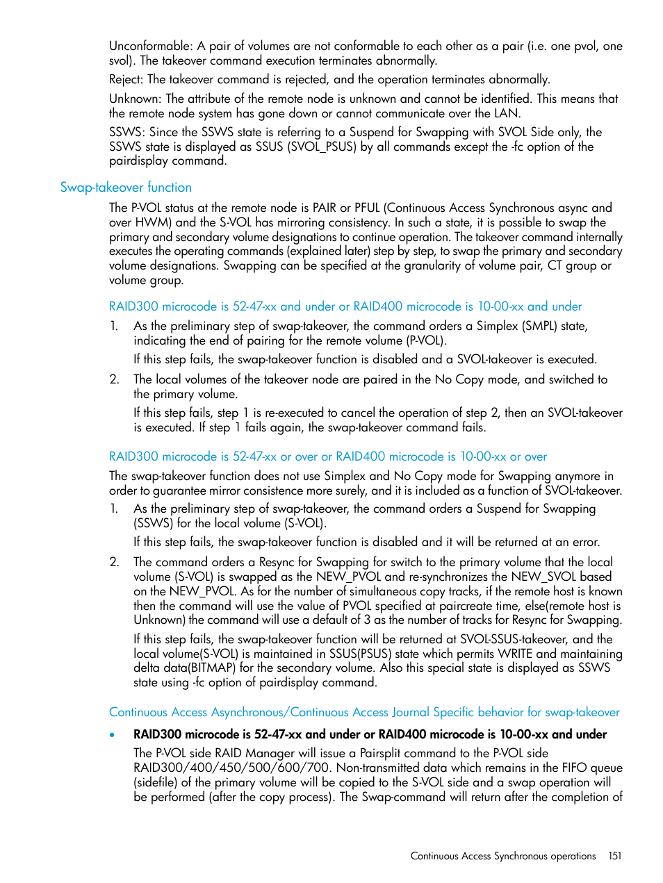 Swap-takeover function | HP XP7 Storage User Manual | Page 151 / 304