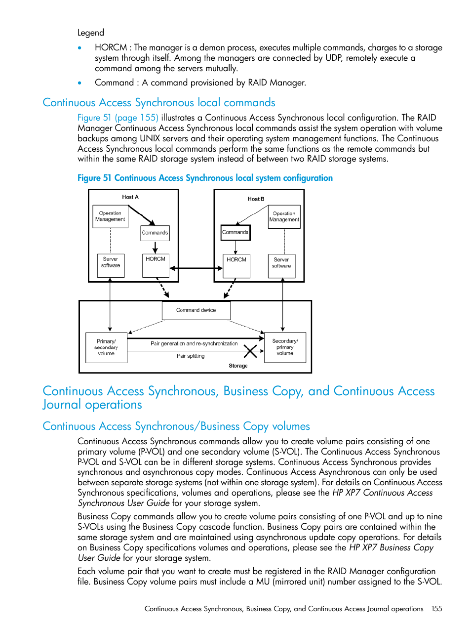 Continuous access synchronous local commands | HP XP7 Storage User Manual | Page 155 / 304