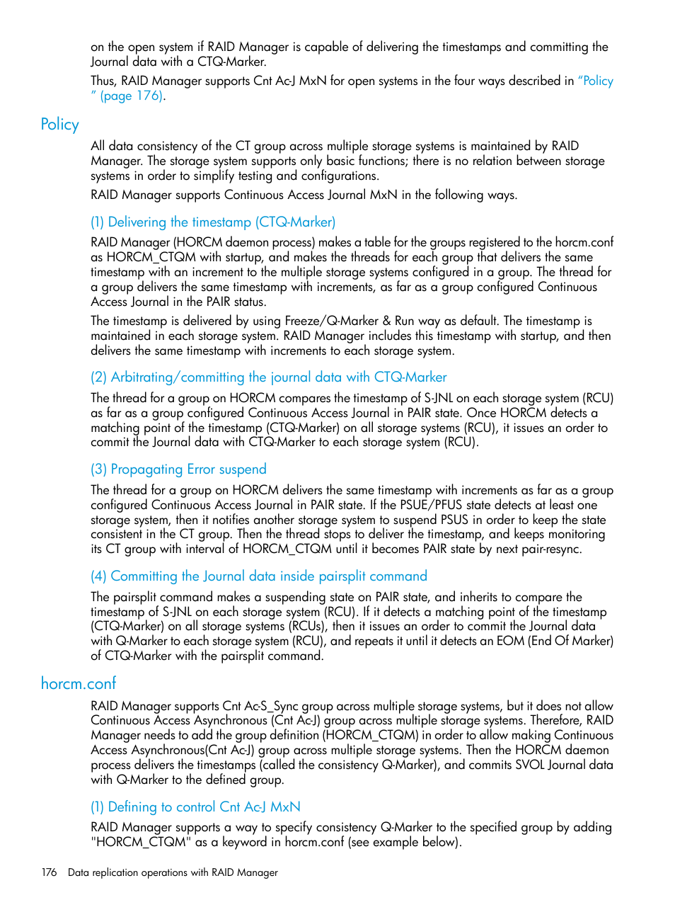 Policy, Horcm.conf, Policy horcm.conf | HP XP7 Storage User Manual | Page 176 / 304