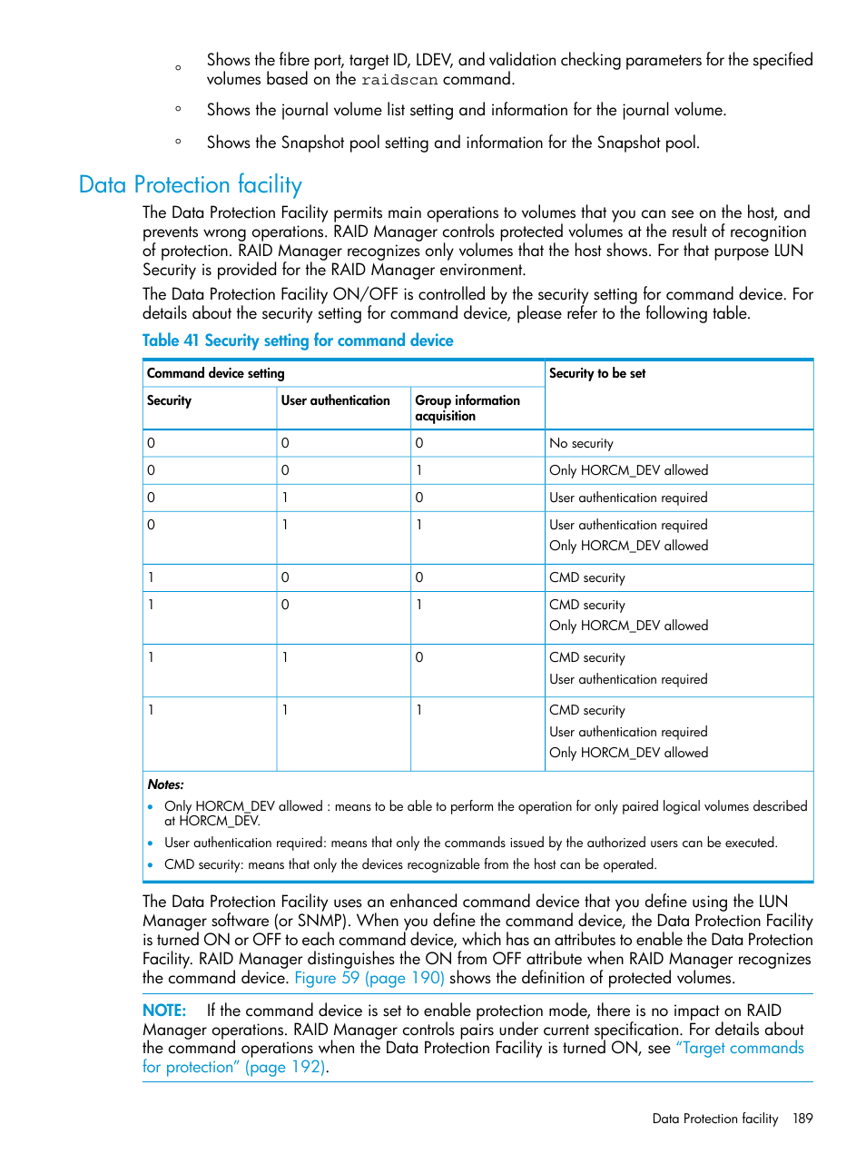 Data protection facility | HP XP7 Storage User Manual | Page 189 / 304