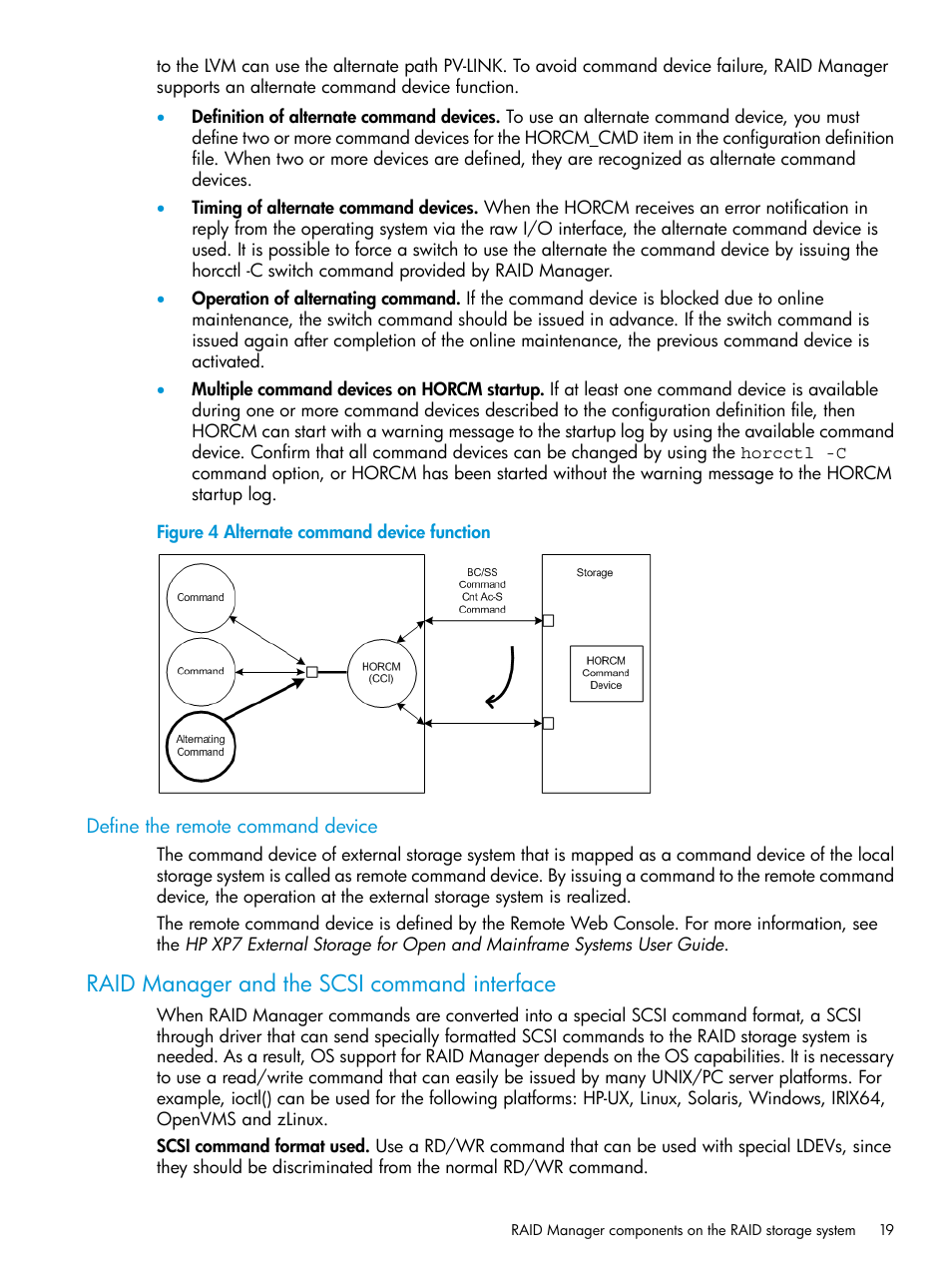 Define the remote command device, Raid manager and the scsi command interface | HP XP7 Storage User Manual | Page 19 / 304