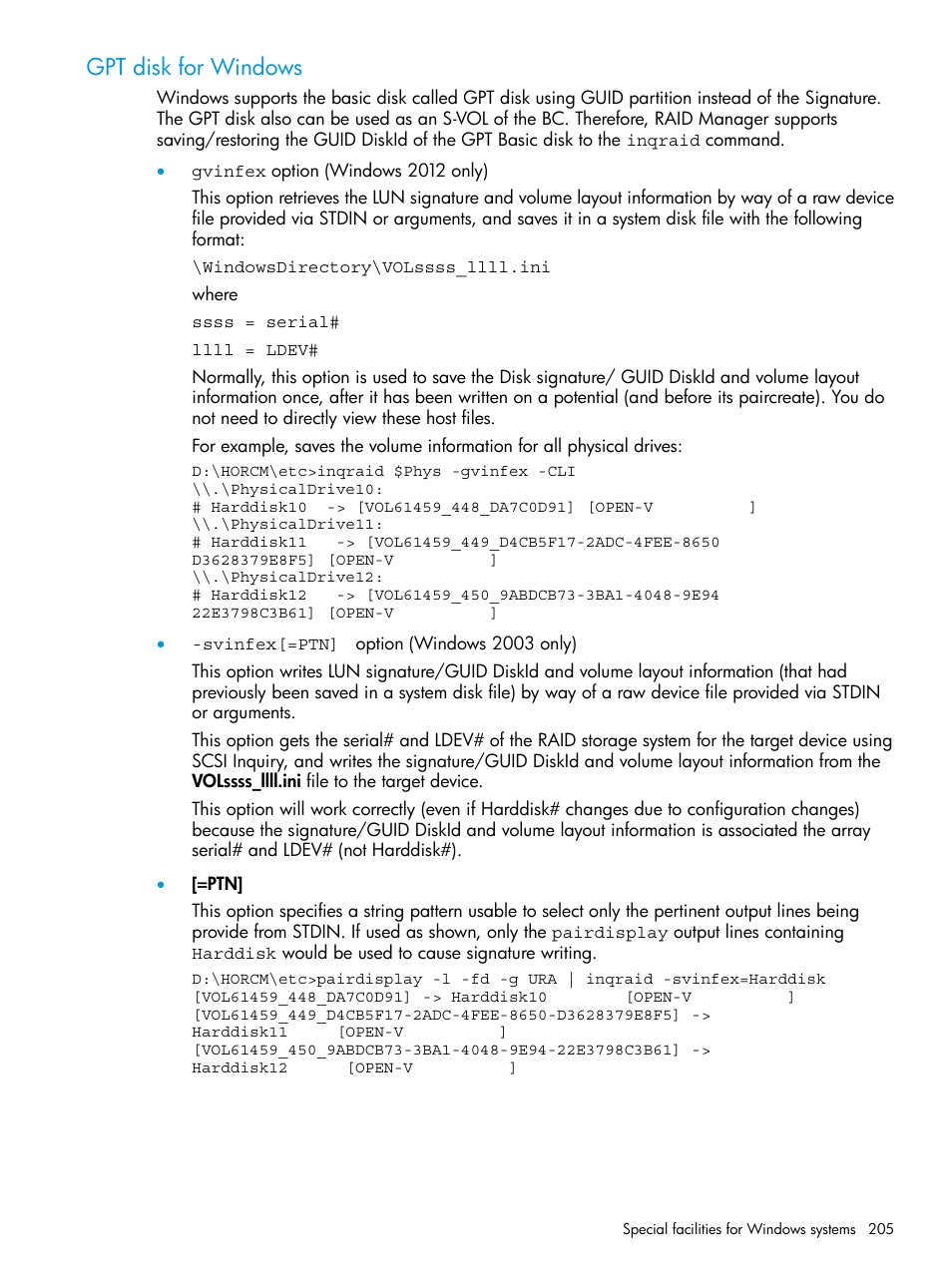 Gpt disk for windows | HP XP7 Storage User Manual | Page 205 / 304