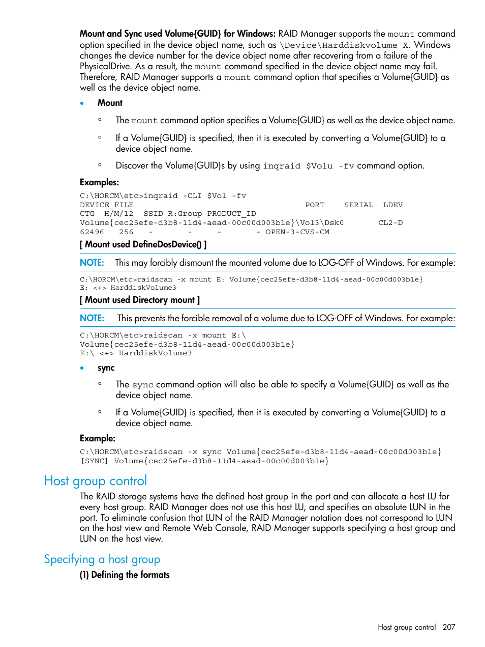 Host group control, Specifying a host group | HP XP7 Storage User Manual | Page 207 / 304