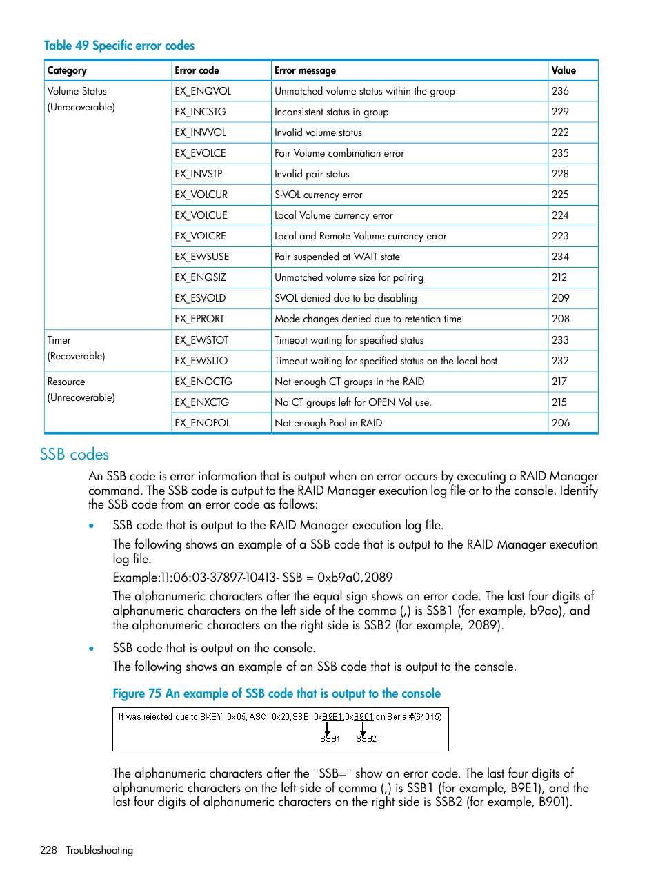 Ssb codes | HP XP7 Storage User Manual | Page 228 / 304