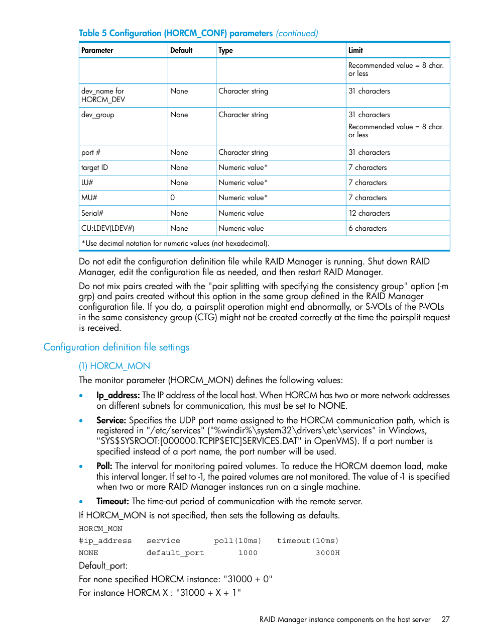 Configuration definition file settings | HP XP7 Storage User Manual | Page 27 / 304