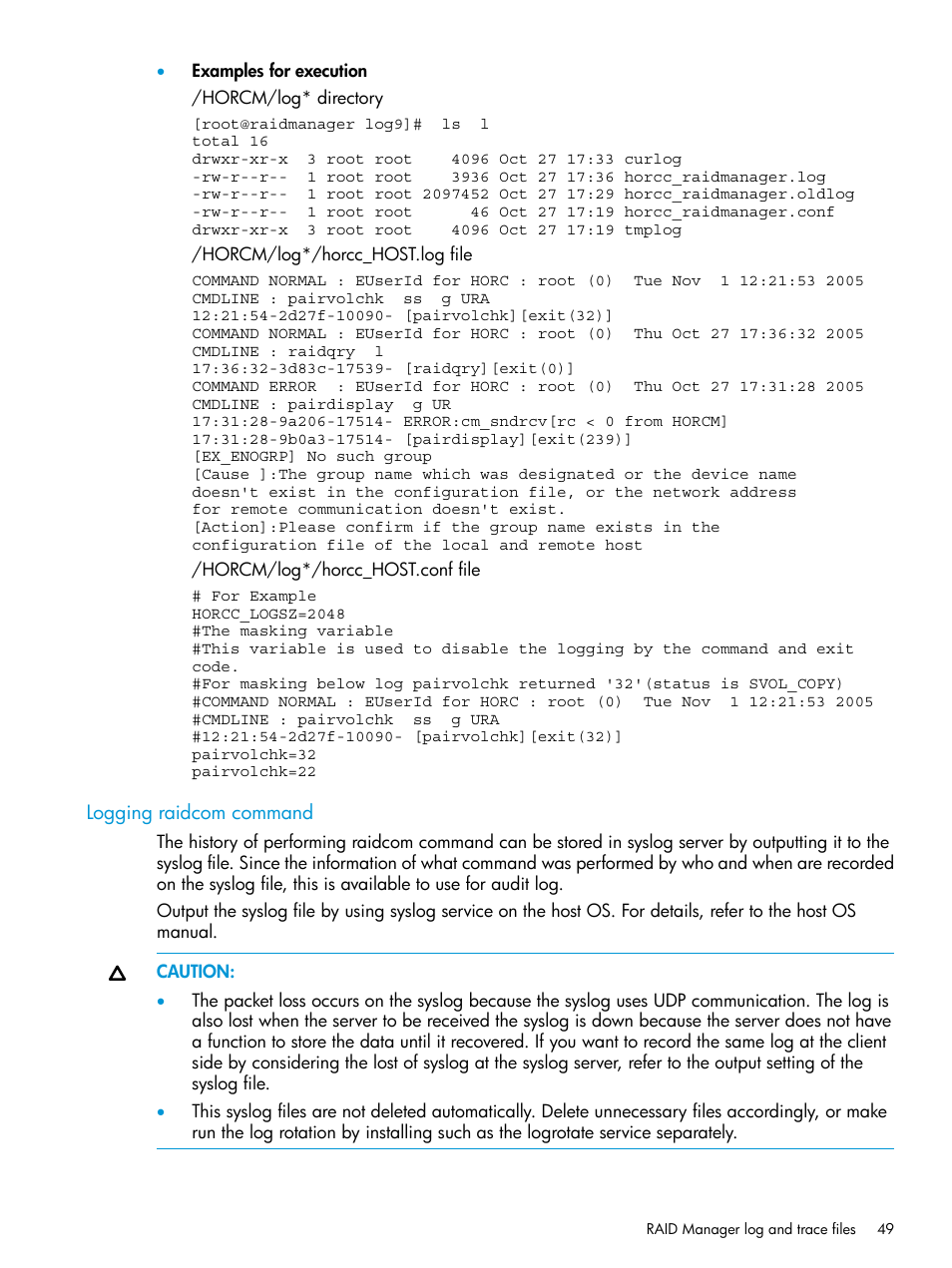 Logging raidcom command, Logging raidcom | HP XP7 Storage User Manual | Page 49 / 304