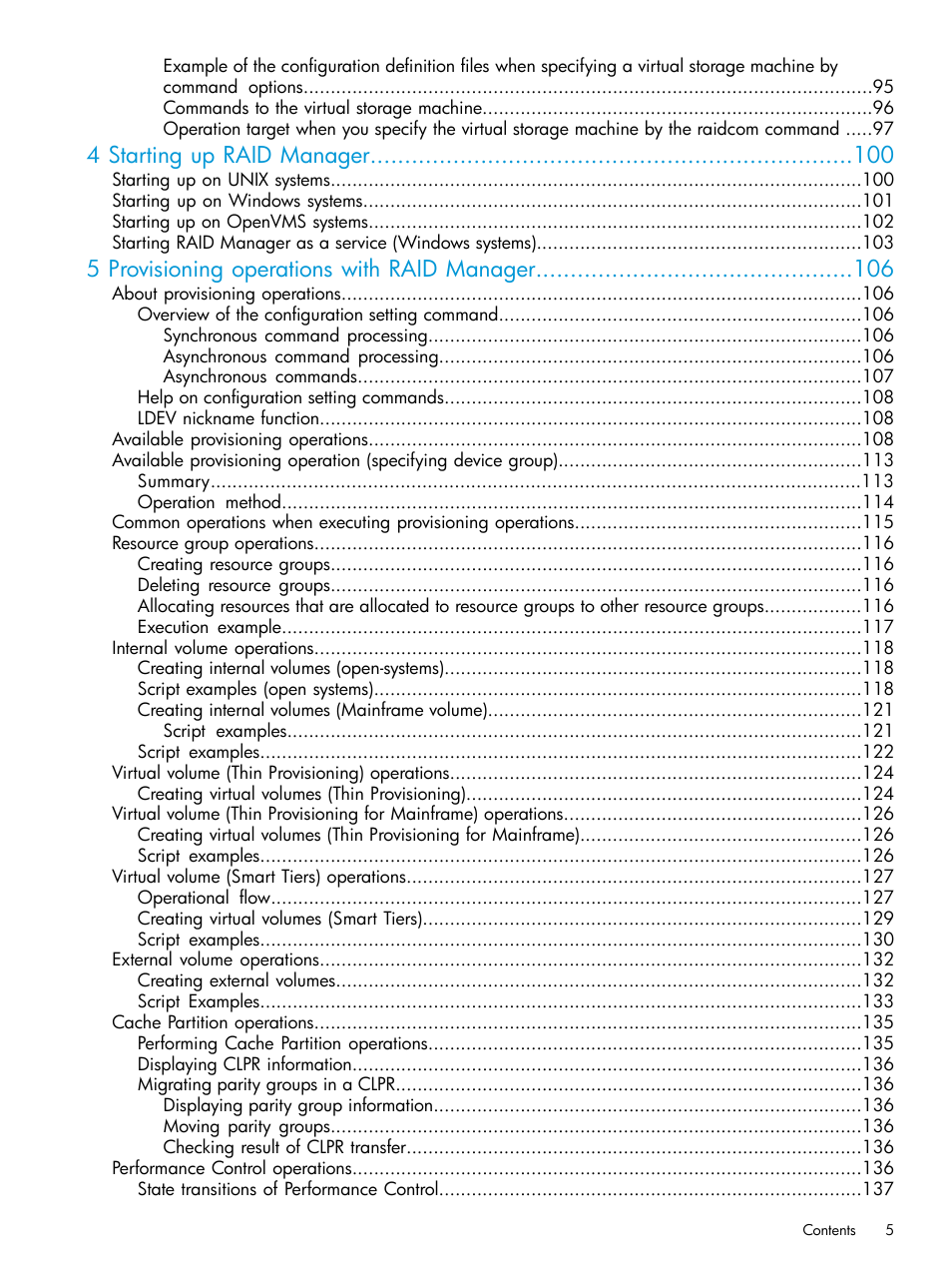 4 starting up raid manager, 5 provisioning operations with raid manager | HP XP7 Storage User Manual | Page 5 / 304