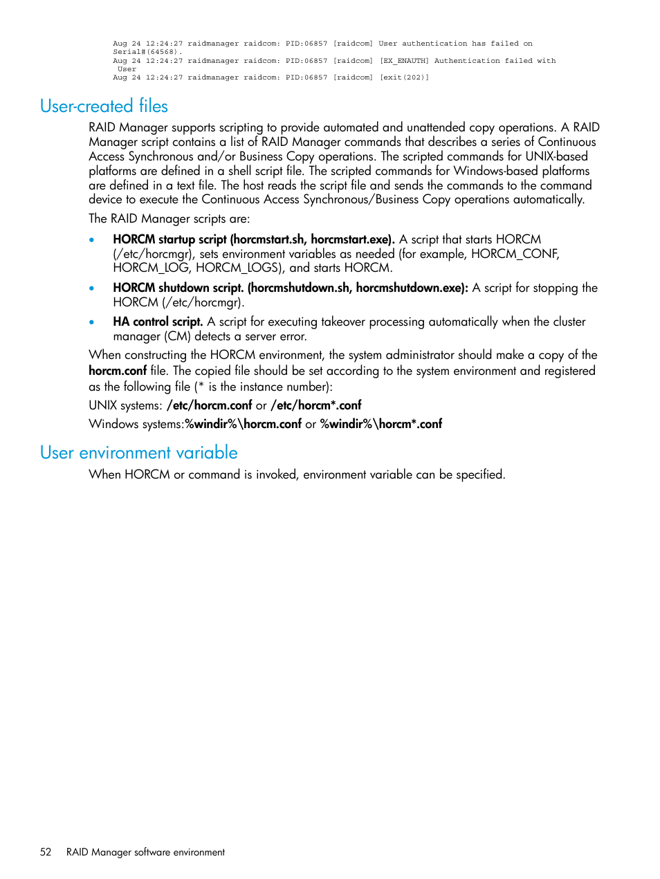 User-created files, User environment variable, User-created files user environment variable | HP XP7 Storage User Manual | Page 52 / 304