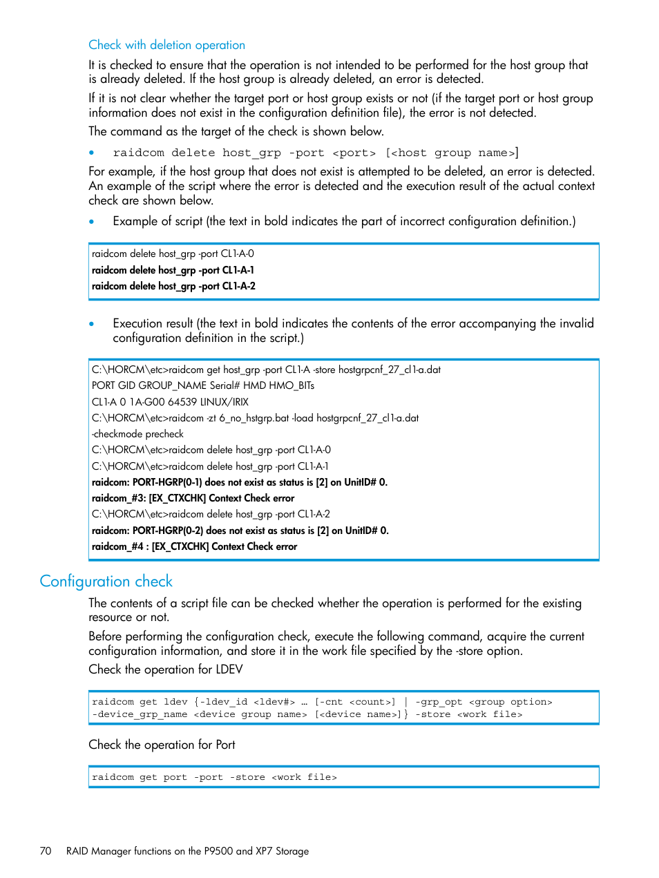 Configuration check | HP XP7 Storage User Manual | Page 70 / 304