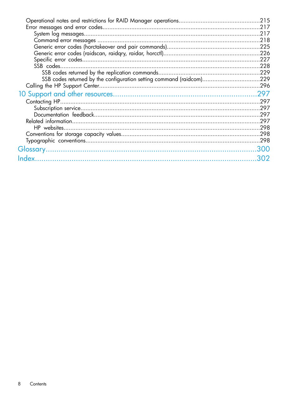 10 support and other resources, Glossary index | HP XP7 Storage User Manual | Page 8 / 304