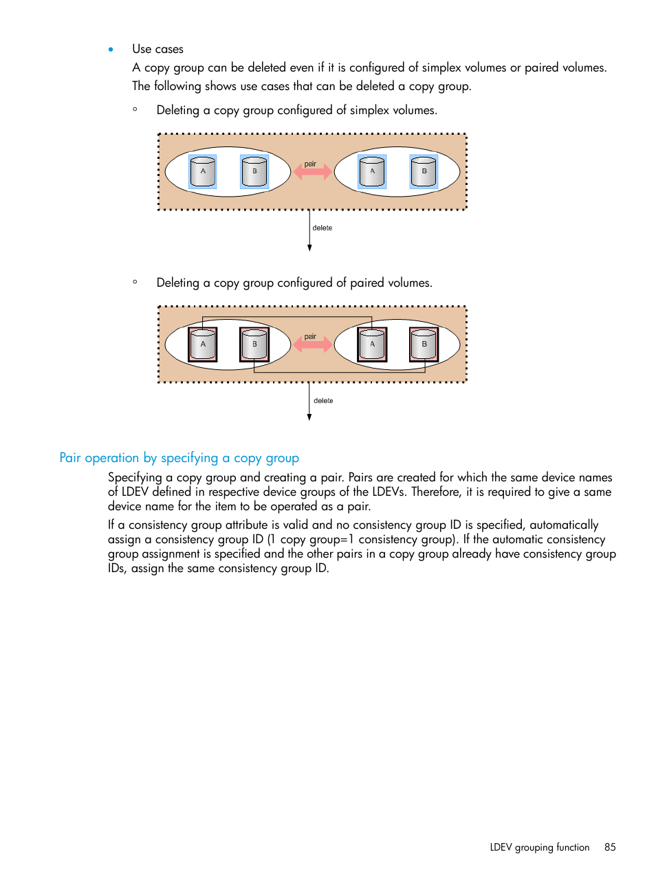 Pair operation by specifying a copy group | HP XP7 Storage User Manual | Page 85 / 304