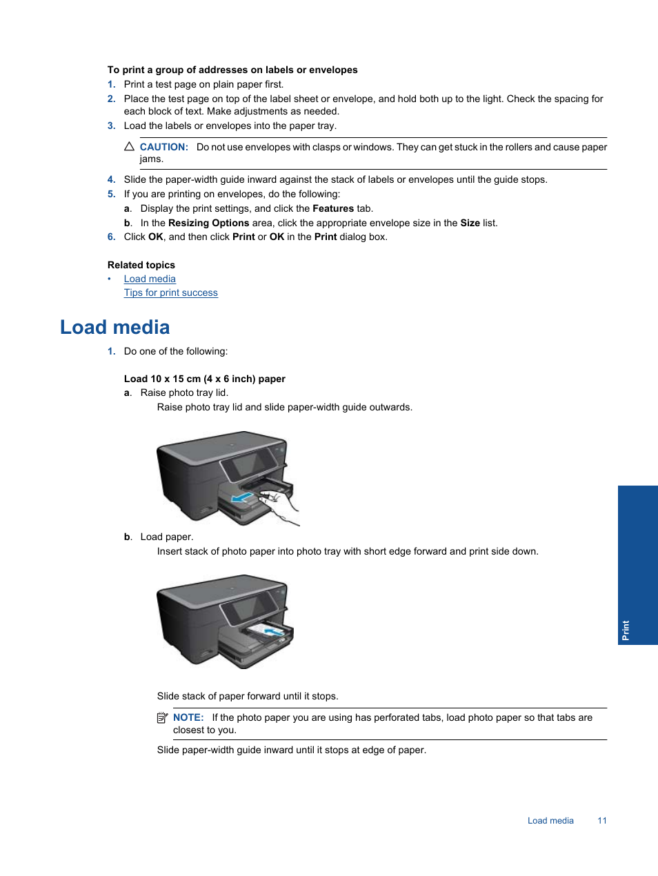 Load media | HP Photosmart Premium C310 User Manual | Page 13 / 48