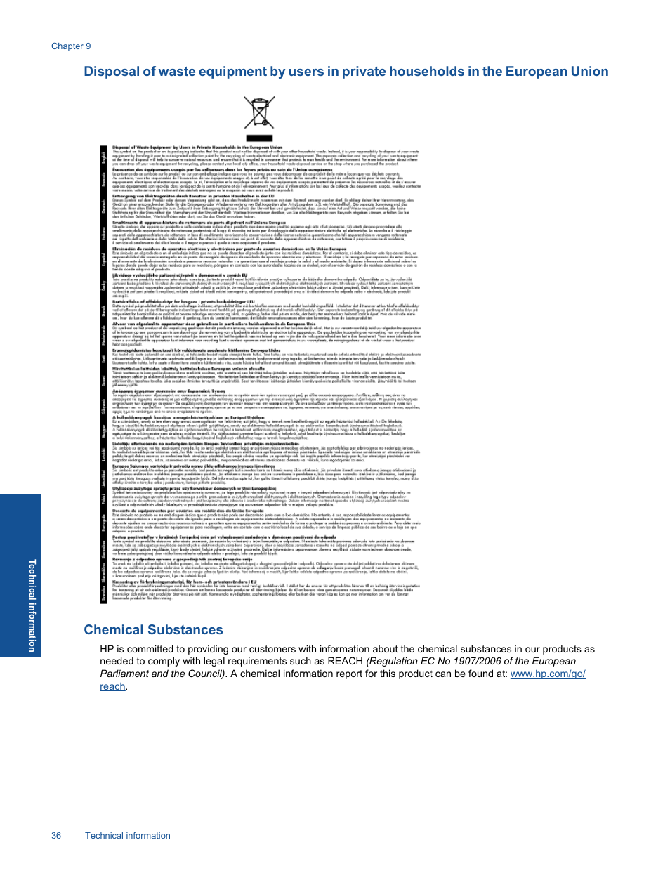 Chemical substances | HP Photosmart Premium C310 User Manual | Page 38 / 48