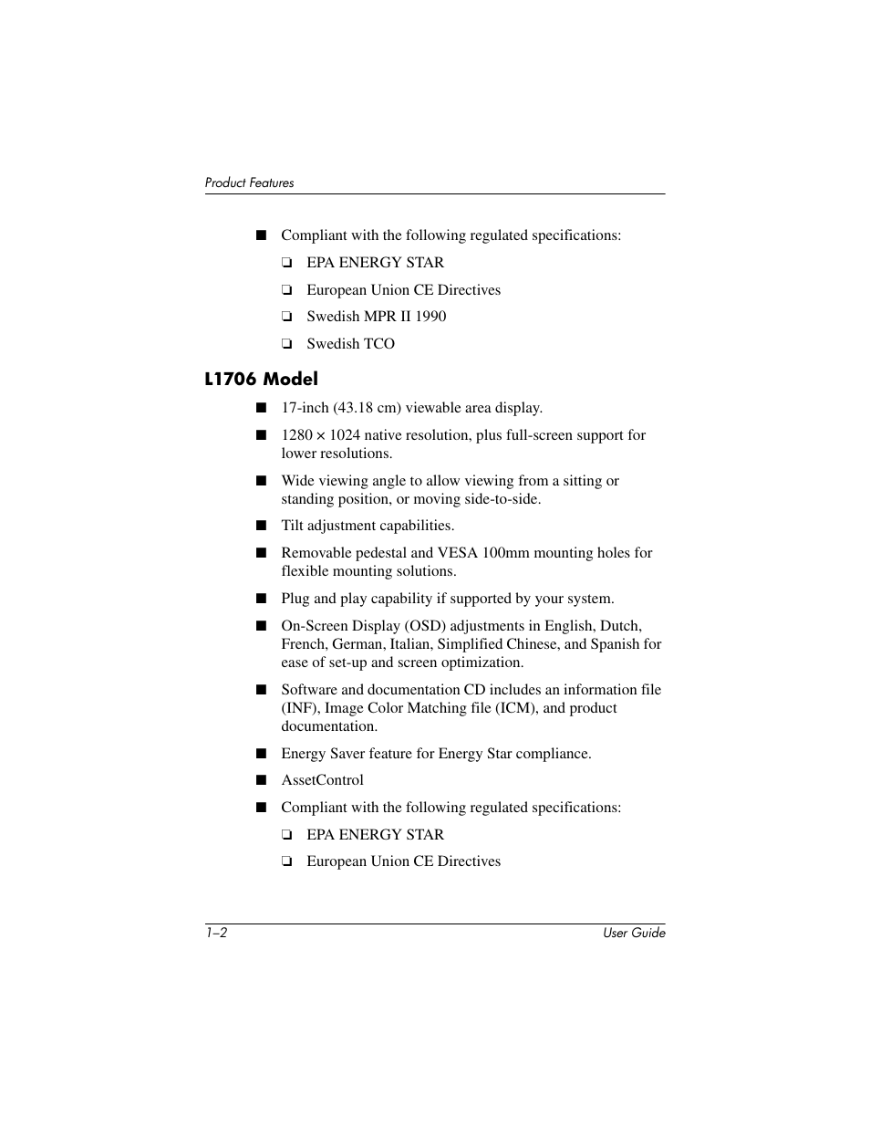 HP L1506 15-inch LCD Monitor User Manual | Page 8 / 60