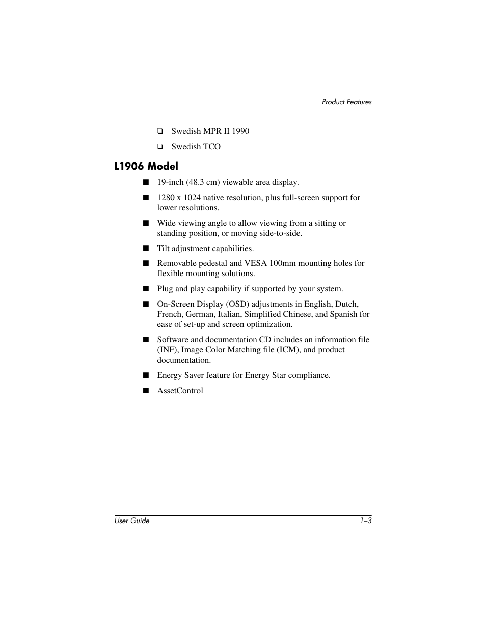 HP L1506 15-inch LCD Monitor User Manual | Page 9 / 60