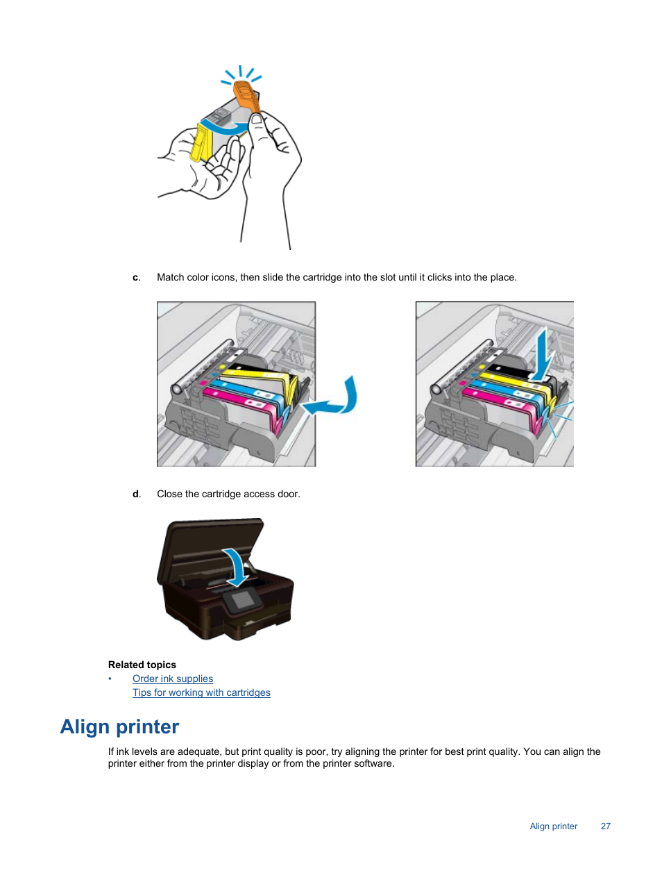 Align printer | HP Photosmart 6525 e-All-in-One Printer User Manual | Page 29 / 64