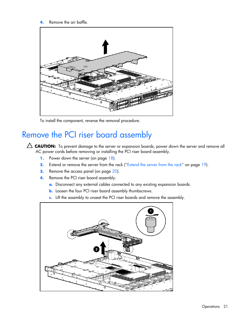 Remove the pci riser board assembly | HP ProLiant DL365 Server User Manual | Page 21 / 116