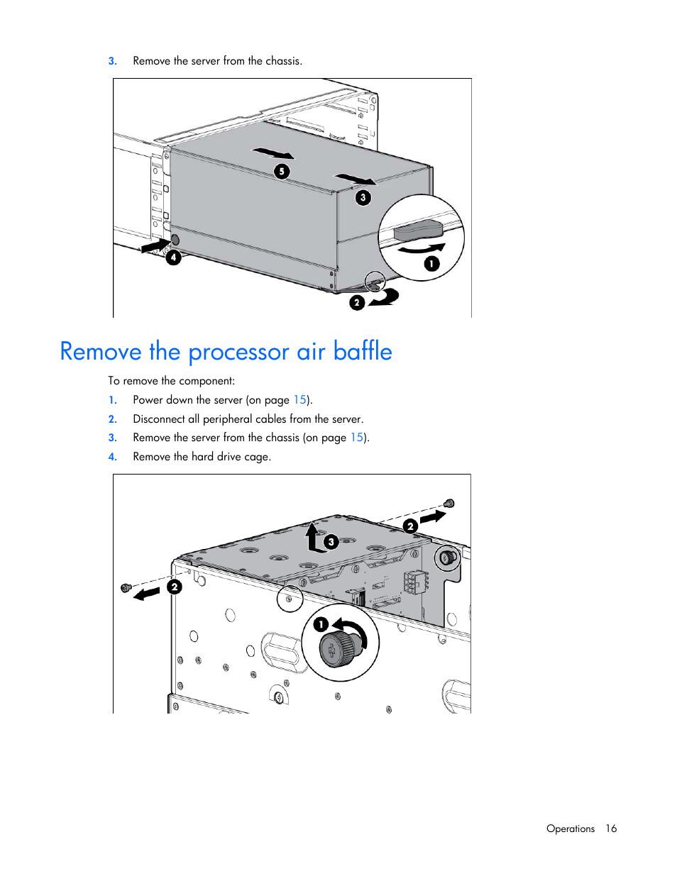 Remove the processor air baffle | HP ProLiant SL270s Gen8 Server User Manual | Page 16 / 107