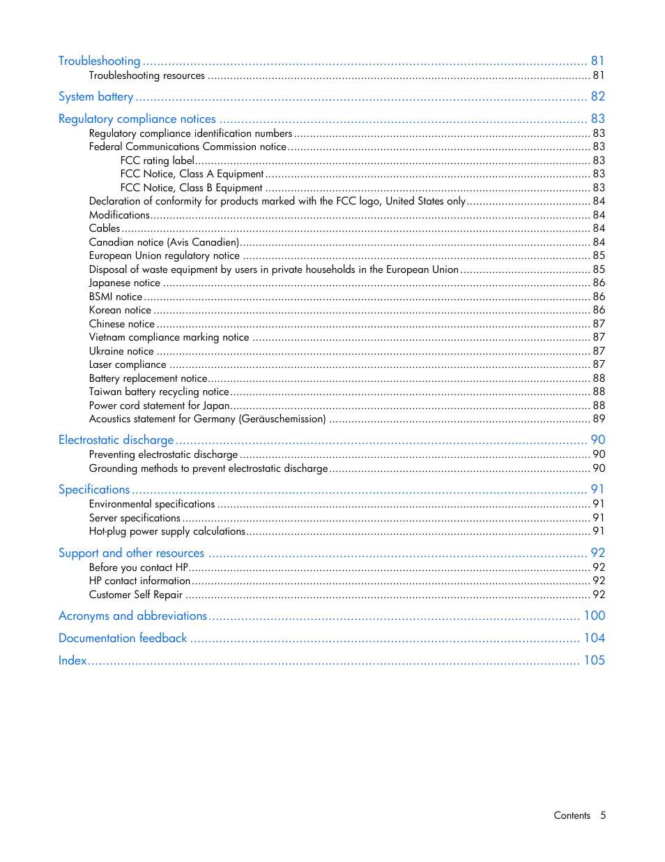 HP ProLiant SL270s Gen8 Server User Manual | Page 5 / 107