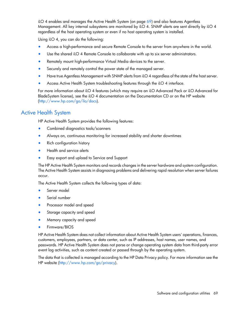 Active health system | HP ProLiant SL270s Gen8 Server User Manual | Page 69 / 107