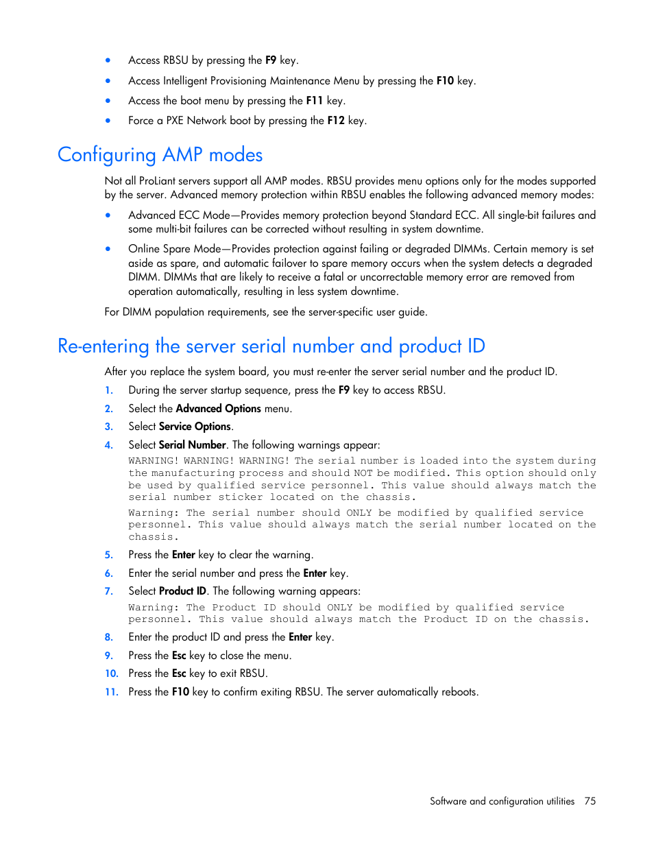 Configuring amp modes | HP ProLiant SL270s Gen8 Server User Manual | Page 75 / 107