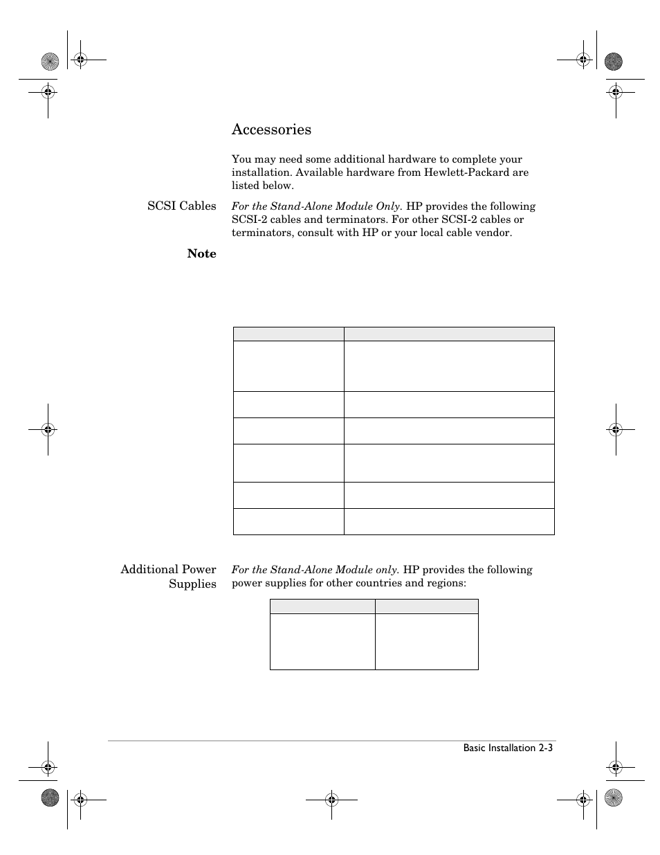 Accessories, Accessories -3 | HP Surestore NAS User Manual | Page 15 / 110