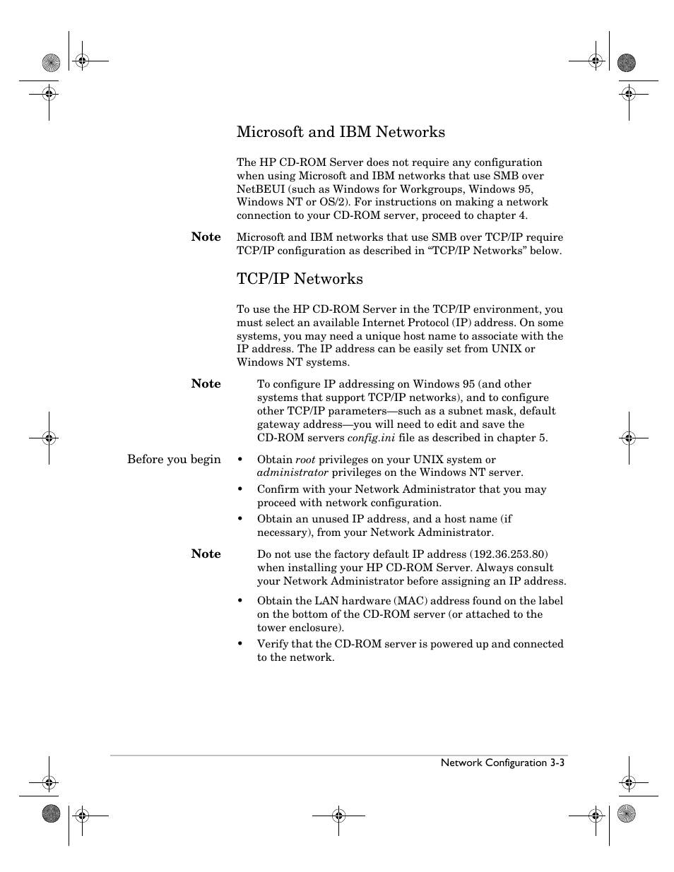 Microsoft and ibm networks, Tcp/ip networks, Microsoft and ibm networks -3 tcp/ip networks -3 | HP Surestore NAS User Manual | Page 25 / 110