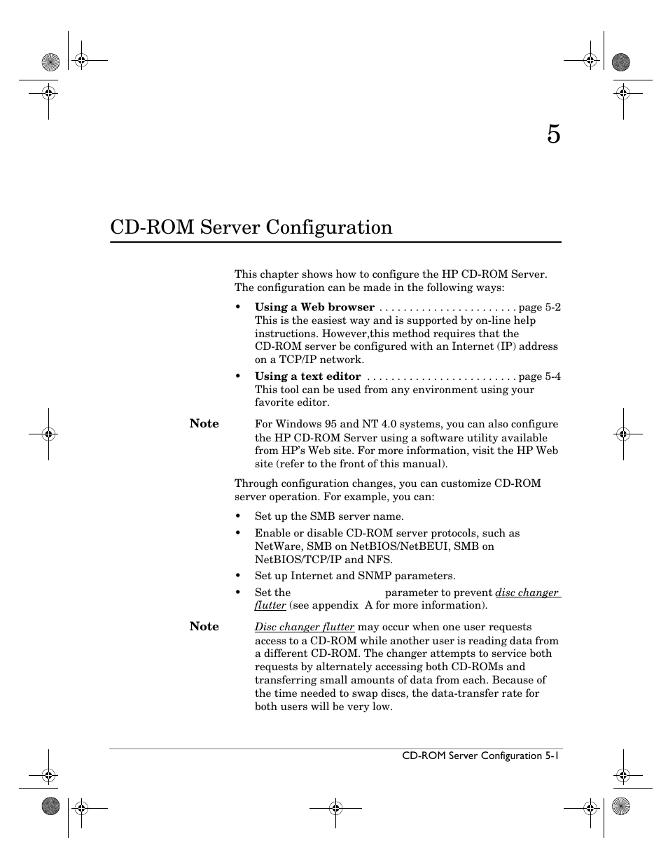 Cdrom server configuration, Cd-rom server configuration, Chapter 5 “cd-rom server configuration | HP Surestore NAS User Manual | Page 57 / 110