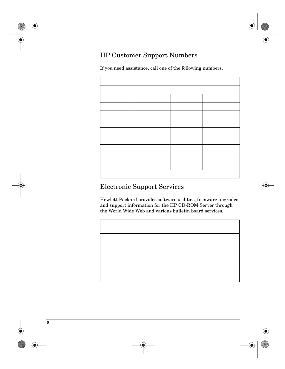 Hp customer support numbers, Electronic support services | HP Surestore NAS User Manual | Page 6 / 110