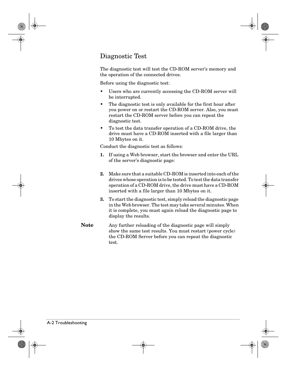 Diagnostic test | HP Surestore NAS User Manual | Page 78 / 110